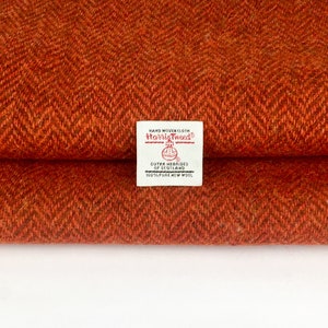 Harris Tweed Fabric Burnt Orange Brown Herringbone Autumn Rust Free Label Lampshade Kit Fabric Sizes