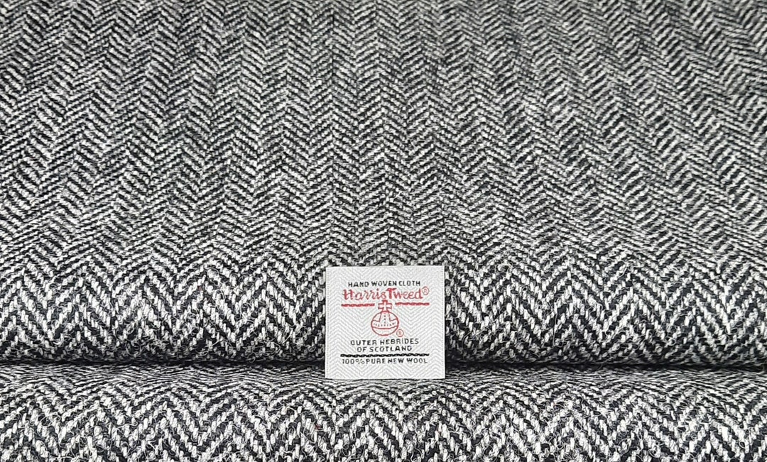 Harris Tweed Fabric Grey Black Herringbone Suitable for All