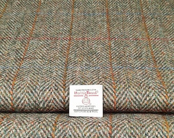 Harris Tweed Fabric Green Herringbone Overcheck Wool Suitable for all upholstery and clothing. High Abrasion Resistance 30,000+