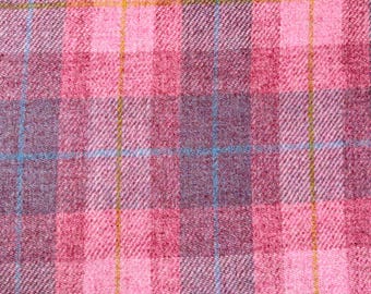 Harris Tweed Pink Check Fabric Wool Suitable for all Upholstery and Clothing. High Abrasion Resistance 30,000+
