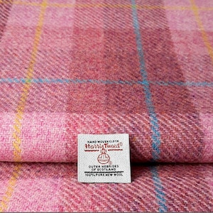 Harris Tweed Fabric Soft Pink Check Wool Material Check Free Label Included Metre Yard