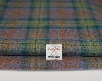 Harris Tweed Fabric Yellow Green Brown Blue Check Tartan Wool Free Label Included
