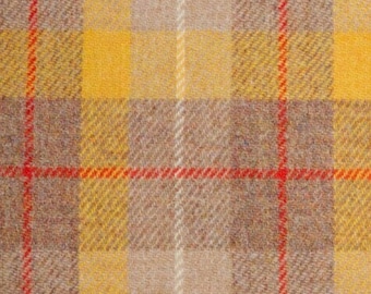 Harris Tweed Fabric Tan Citrus check Free Label  Metre Yard