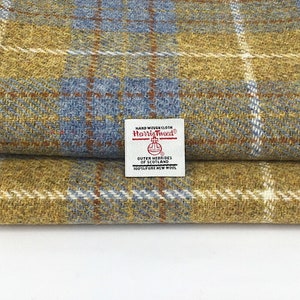 Harris Tweed Fabric Blue Mustard Check Wool Tartan Metre Yard Lampshade Kit Sizes