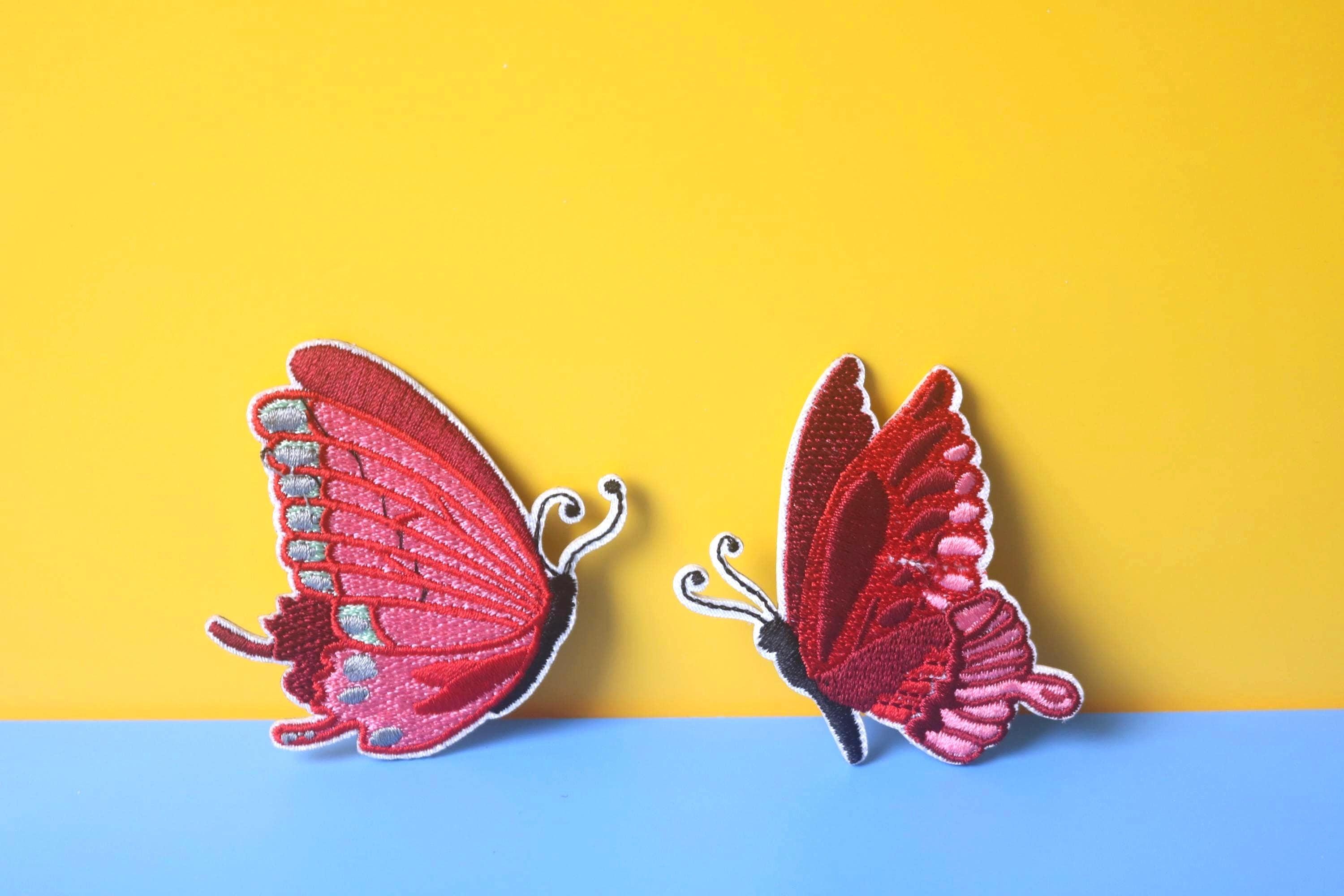 red butterfly pair elegant and detailed design iron on patch/embroidered patch/funny patch/applique/sew on patch