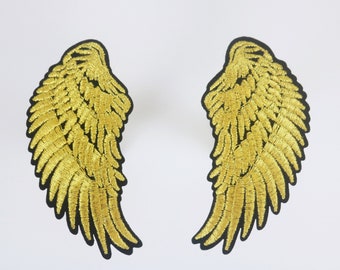 Golden Angel Wings Embroidered Iron-On Patch