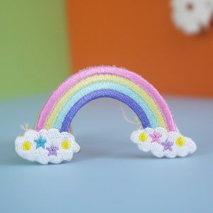 rainbow and cloud patch, iron on patch/embroidered patch/funny patch/applique/sew on patch