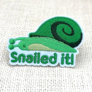 Snailed It Grüne Schnecke Aufnäher, Tier Kawaii Applikation zum Aufbügeln