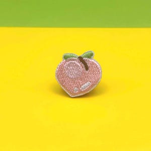 Tiny Peach Patch Strawberry Cute Fruit Iron On Embroidered Applique for Kids Clothes, Denim, Backpacks