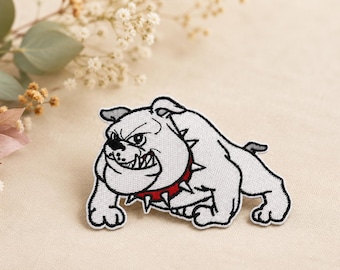 Bulldog Patch: Embroidered Iron-On Applique