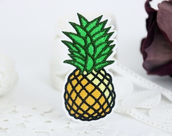 Écusson thermocollant ananas : appliqué brodé