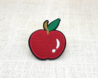 Apple Fruit Embroidered Iron-On Patch: DIY Applique