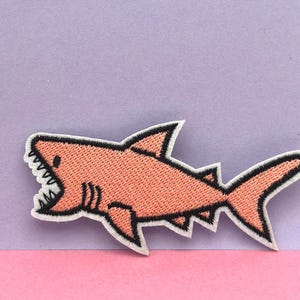 Adorable Pink Shark patch, iron on patch/embroidered patch/funny patch/applique/sew on patch