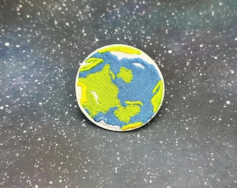Patch bordado de terra para passar a ferro: aplique divertido para jaqueta