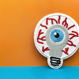 eyeball patch, bulb patch, iron on patch/embroidered patch/funny patch/applique/sew on patch
