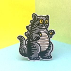 Chonky Catzilla Cute Kaiju Cat patch, iron on patch/embroidered patch/funny patch/applique/sew on patch for kids clothes/DIY
