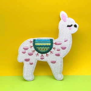 Cute White Llama Alpaca patch, Animal iron on patch/embroidered patch/funny patch/applique/sew on patch for kids clothes/jacket/backpack