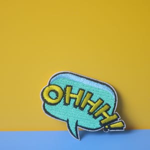fun &quot;ohhh!&quot; comic speech bubble patch, comic patch, iron on patch/embroidered patch/funny patch/applique/sew on patch