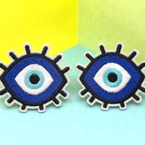 Creepy Blue Eye patch, iron on patch/embroidered patch/funny patch/applique/sew on patch