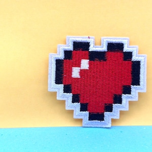Pixel Herz Retro 8-Bit Gamer Aufnäher zum aufbügeln/sehr aufbügler/!