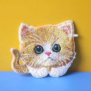 Orange Tabby Cat Embroidered Patch - Funny Iron On Applique