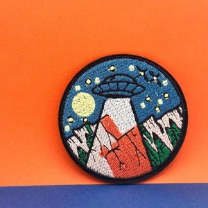 UFO badge patch, cool patch, iron on patch/embroidered patch/funny patch/applique/sew on patch