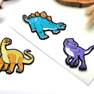 3pcs dinosaur patch,Brachiosaurus Stegosaurus and Velociraptor iron on patch/embroidered patch/funny patch/applique/sew on patch