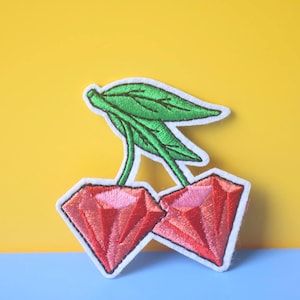 diamond red cherry fruit iron on patch/embroidered patch/funny patch/applique/sew on patch