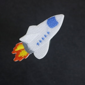Rocket Embroidered Iron-On Patch: Spacecraft Applique