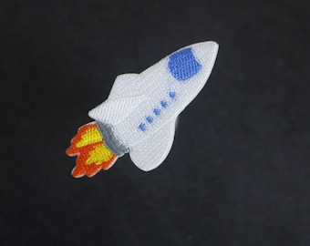 Rocket Embroidered Iron-On Patch: Spacecraft Applique