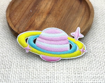 Rainbow Planet Embroidered Patch - Iron On Applique
