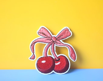 sweet cherry bow vintage retro and Kawaii iron on patch/embroidered patch/funny patch/applique/sew on patch
