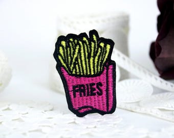 French Fries Patch: Embroidered Iron-On Applique