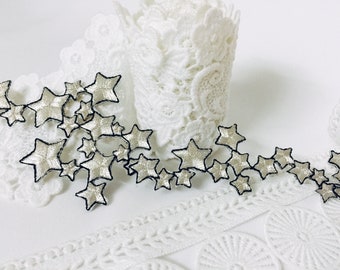 multiple silver stars patch, gorgeous patch, iron on patch/embroidered patch/funny patch/applique/sew on patch