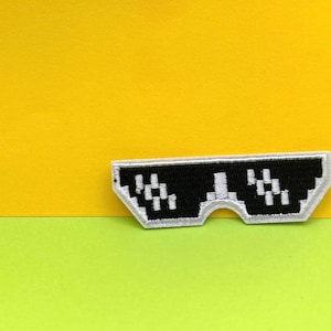 Pixel Sonnenbrillen Happy Moments Bügelbild/Sonnenbrillen Aufbügler/Sympathie Patch/Aufnäher zum aufnähen!