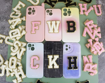 Chenille-Buchstabenaufnäher: Selbstklebende Alphabet-Applikation