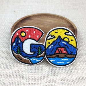 Go Adventure Embroidered Iron-On Patch: Scenic Landscape Applique
