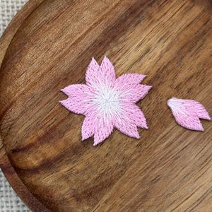 Sakura Embroidered Iron-On Patch (2pcs): Pink Cherry Blossom Applique