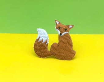 Orange Fox Iron-On Patch: Embroidered Applique