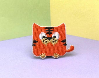 Kawaii Tiger Patch, Funny Embroidered Iron On Applique