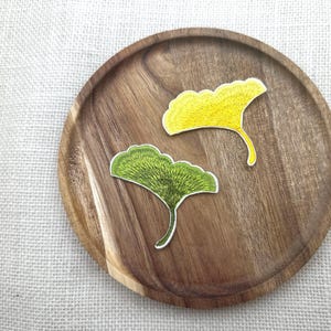 Patch de folha de ginkgo: aplique bordado para passar a ferro