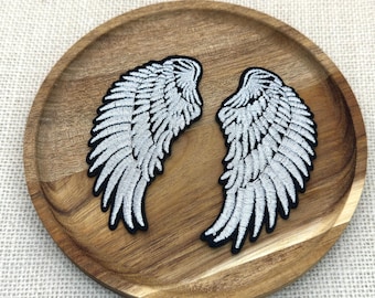 Angel Silver Wings Iron On Embroidered Patch