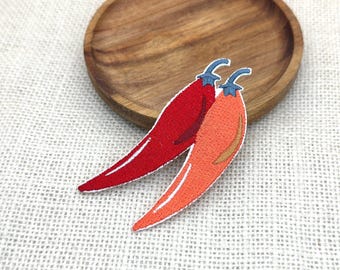 Chili Pepper Iron On Patch: Embroidered Applique