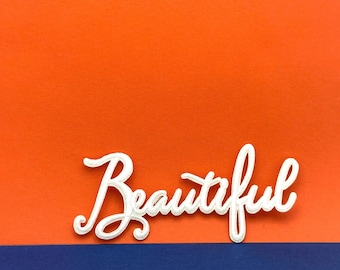 Embroidered Beat*ful  Iron On Patch, Word Applique