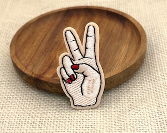 Peace Sign Embroidered Iron On Patch: Funny Applique