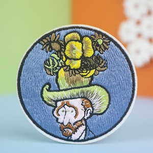 Van Gogh Sunflowers Embroidered Iron-On Patch