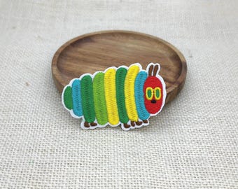 Big Fat Caterpillar Iron On Patch: Embroidered Insect Applique
