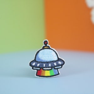 Tiny UFO Patch: Embroidered Iron-On Applique