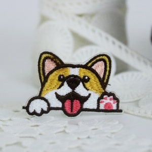 Süsser Corgis Hund Patch, Applikation Welpe mit Pfötchen Aufnäher/ Applikation/ Applikation/ witzige Applikation