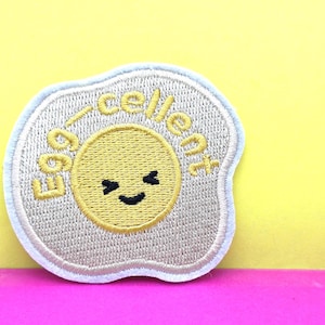 Ei-cellent Cute Frühstück Fun Food Aufnäher zum aufbügeln/ gestickter Aufnäher/ Applikation/ Aufnäher/ Aufnäher zum Selbermachen